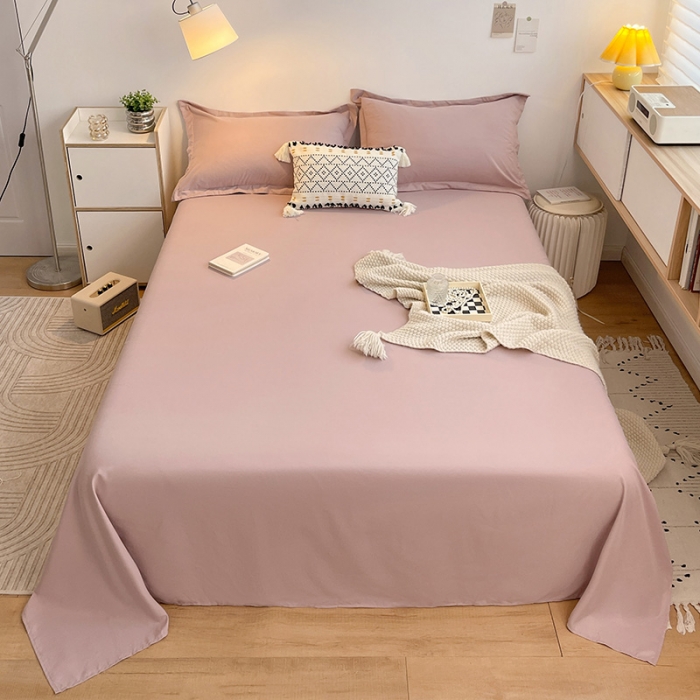 91家纺网 家纺一手货源 找家纺 芷凡家纺 2022新款雅棉斜纹磨毛单床单 豆沙