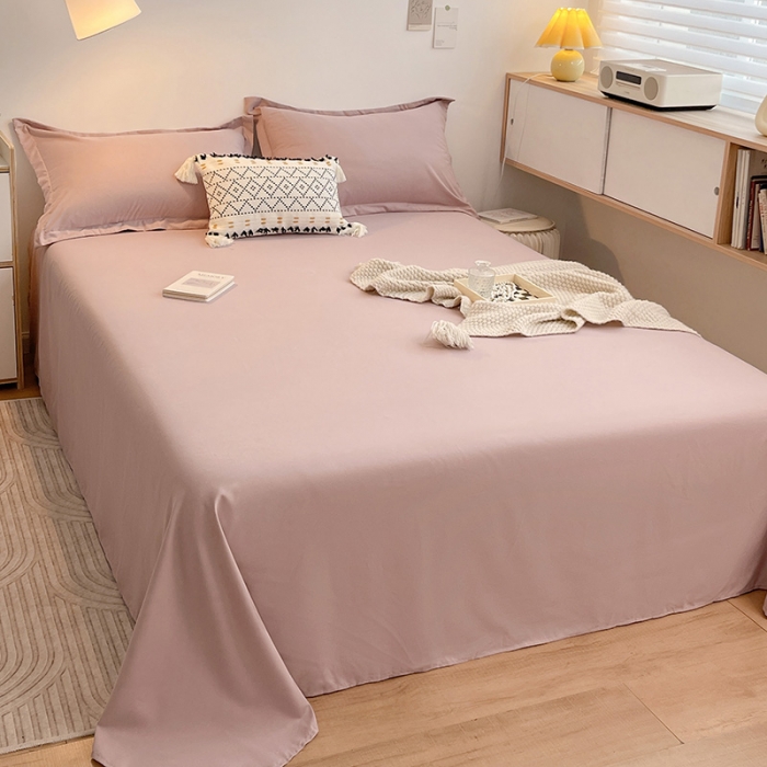 91家纺网 家纺一手货源 找家纺 芷凡家纺 2022新款雅棉斜纹磨毛单床单 豆沙