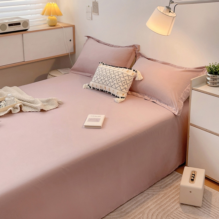 91家纺网 家纺一手货源 找家纺 芷凡家纺 2022新款雅棉斜纹磨毛单床单 豆沙