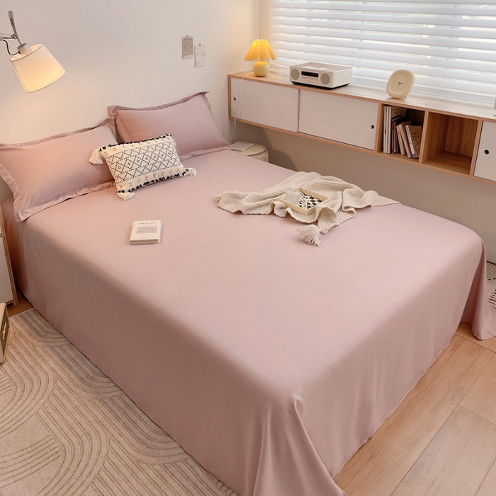 91家纺网 家纺一手货源 找家纺 芷凡家纺 2022新款雅棉斜纹磨毛单床单 豆沙