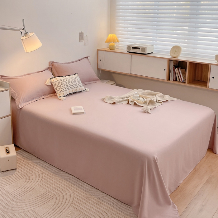 91家纺网 家纺一手货源 找家纺 芷凡家纺 2022新款雅棉斜纹磨毛单床单 豆沙