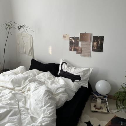 91家纺网 家纺一手货源 找家纺 总 恋恋三季 2024新款32支色织全棉印花四件套-黑猫来了