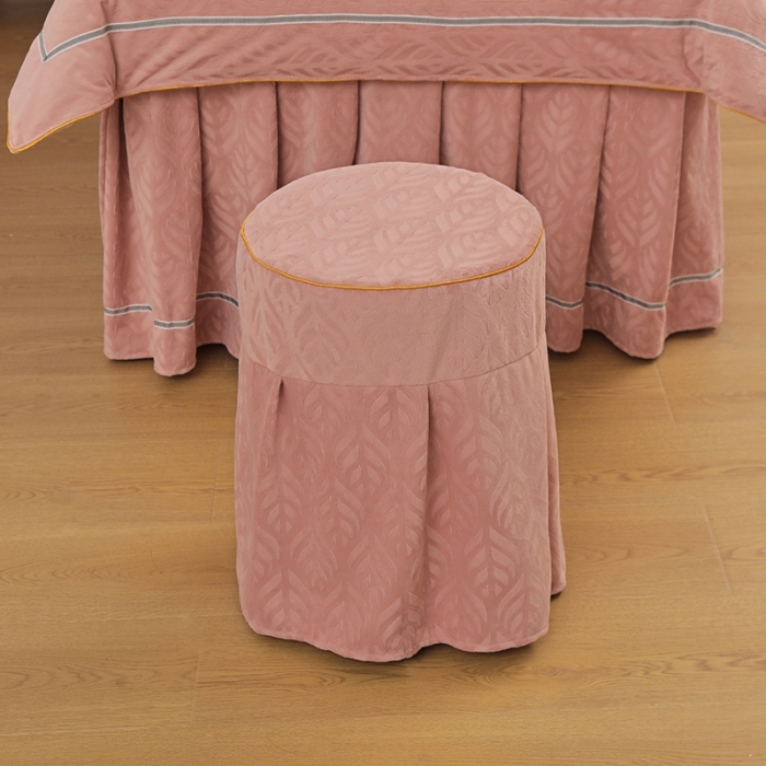 91家纺网 家纺一手货源 找家纺 莉人坊 2023时尚典雅裙摆3D压花德绒美容床罩 时尚典雅-粉色德绒