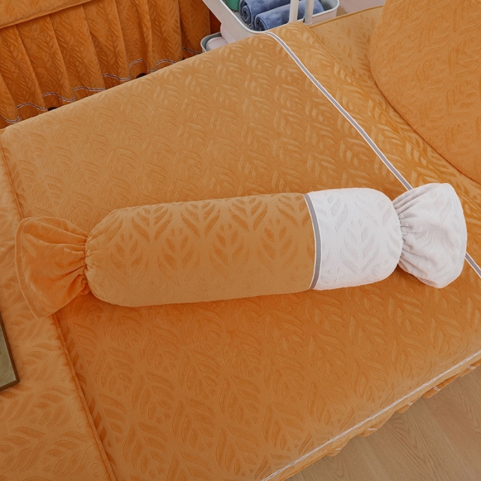 91家纺网 家纺一手货源 找家纺 莉人坊 2023时尚典雅裙摆3D压花德绒美容床罩 时尚典雅-橘色德绒