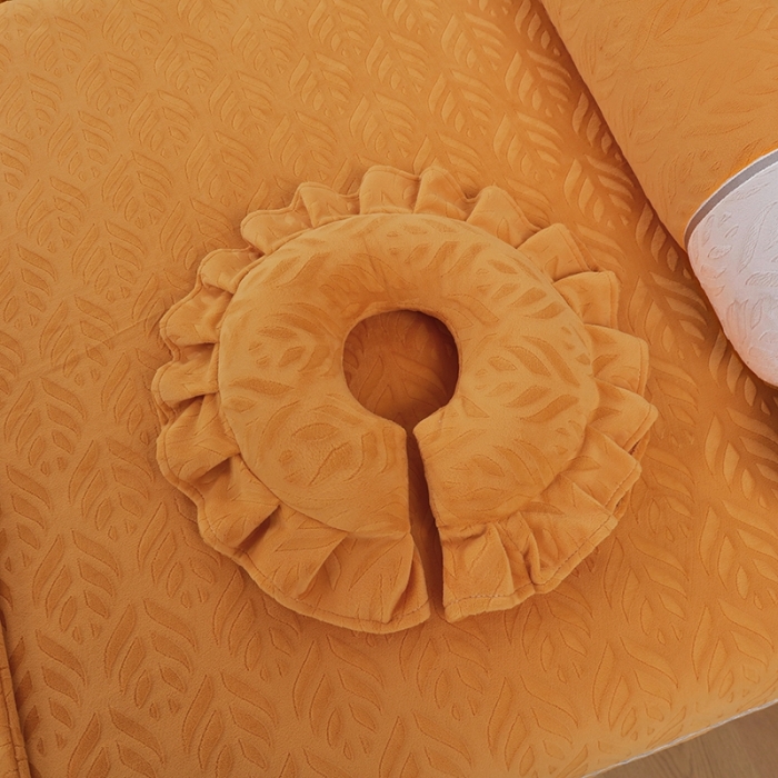 91家纺网 家纺一手货源 找家纺 莉人坊 2023时尚典雅裙摆3D压花德绒美容床罩 时尚典雅-橘色德绒