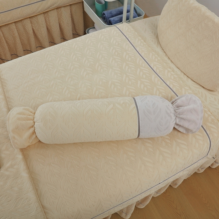 91家纺网 家纺一手货源 找家纺 莉人坊 2023时尚典雅裙摆3D压花德绒美容床罩 时尚典雅-米黄德绒