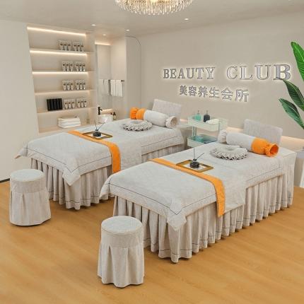 莉人坊 2023时尚典雅裙摆3D压花德绒美容床罩 时尚典雅-浅灰色德绒