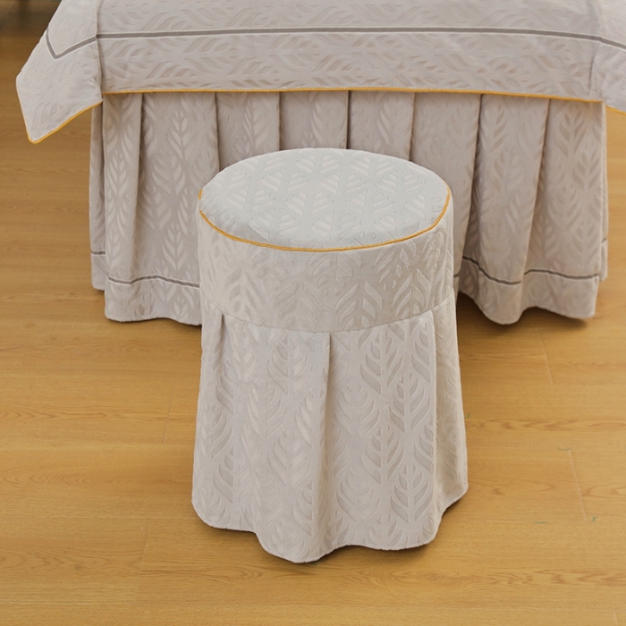 91家纺网 家纺一手货源 找家纺 莉人坊 2023时尚典雅裙摆3D压花德绒美容床罩 时尚典雅-浅灰色德绒