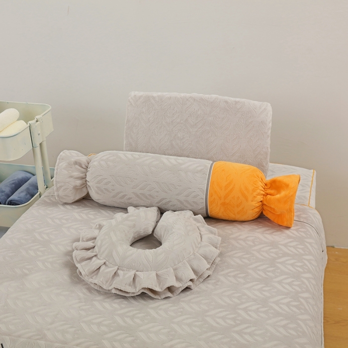 91家纺网 家纺一手货源 找家纺 莉人坊 2023时尚典雅裙摆3D压花德绒美容床罩 时尚典雅-浅灰色德绒