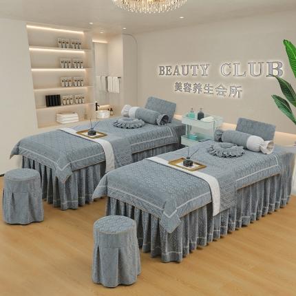 莉人坊 2023时尚典雅裙摆3D压花德绒美容床罩 时尚典雅-深灰德绒