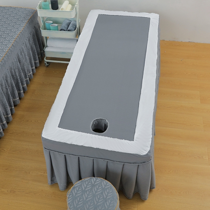 91家纺网 家纺一手货源 找家纺 莉人坊 2023时尚典雅裙摆3D压花德绒美容床罩 时尚典雅-深灰德绒