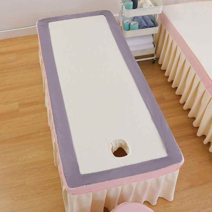 91家纺网 家纺一手货源 找家纺 莉人坊 2023至尊丽人裙摆彩棉麻美容床罩 至尊丽人粉色+米黄