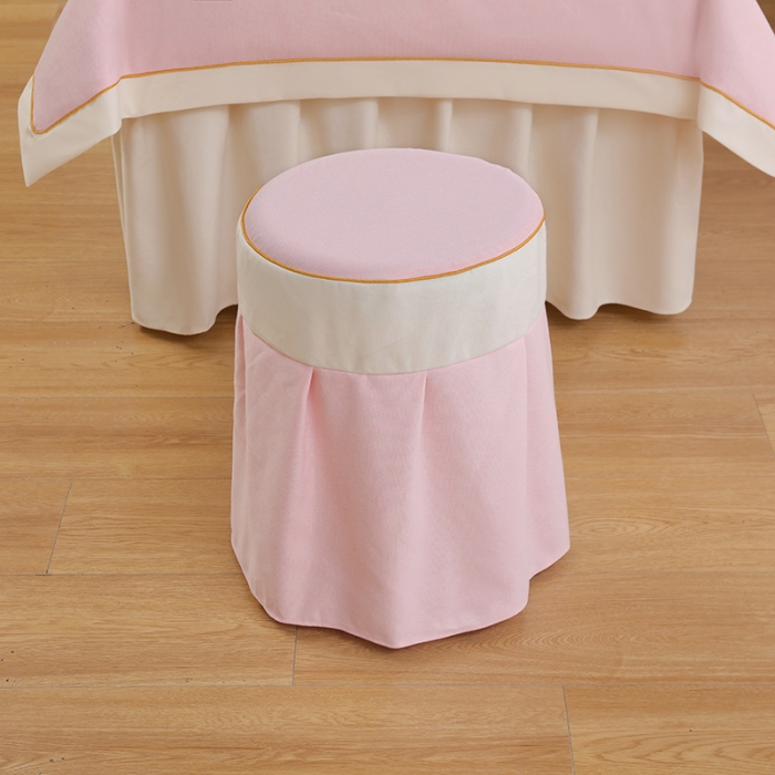 91家纺网 家纺一手货源 找家纺 莉人坊 2023至尊丽人裙摆彩棉麻美容床罩 至尊丽人粉色+米黄