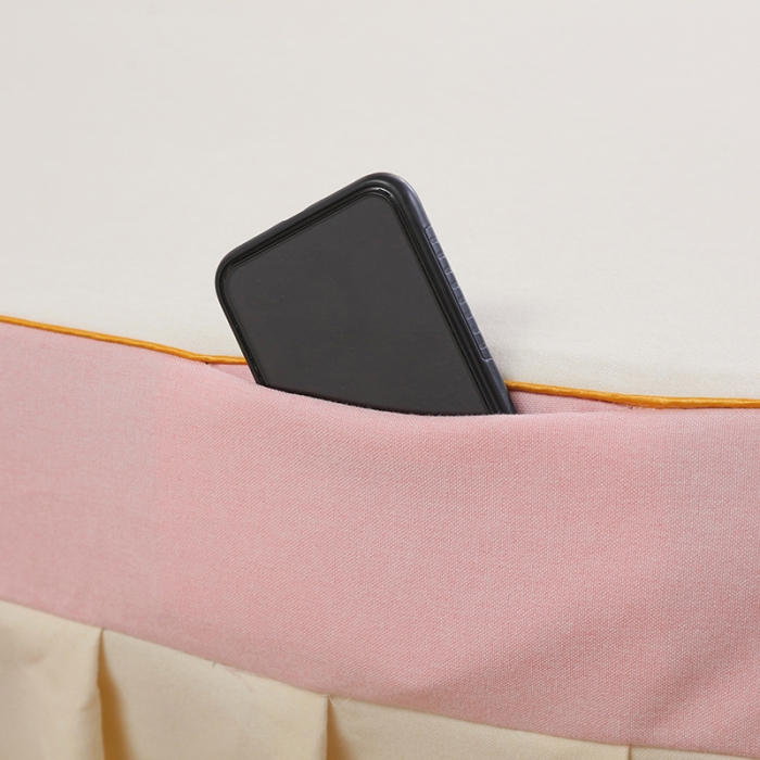 91家纺网 家纺一手货源 找家纺 莉人坊 2023至尊丽人裙摆彩棉麻美容床罩 至尊丽人粉色+米黄