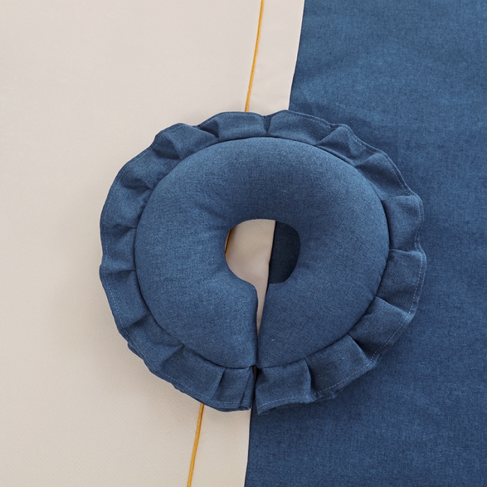 91家纺网 家纺一手货源 找家纺 莉人坊 2023至尊丽人裙摆彩棉麻美容床罩 至尊丽人海蓝+米黄