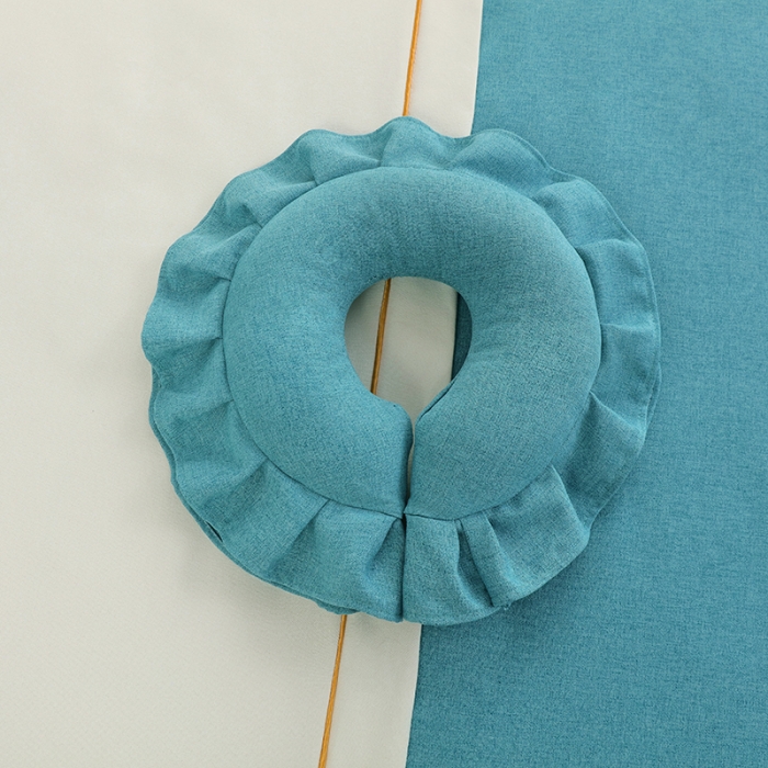 91家纺网 家纺一手货源 找家纺 莉人坊 2023至尊丽人裙摆彩棉麻美容床罩 至尊丽人湖蓝+米黄