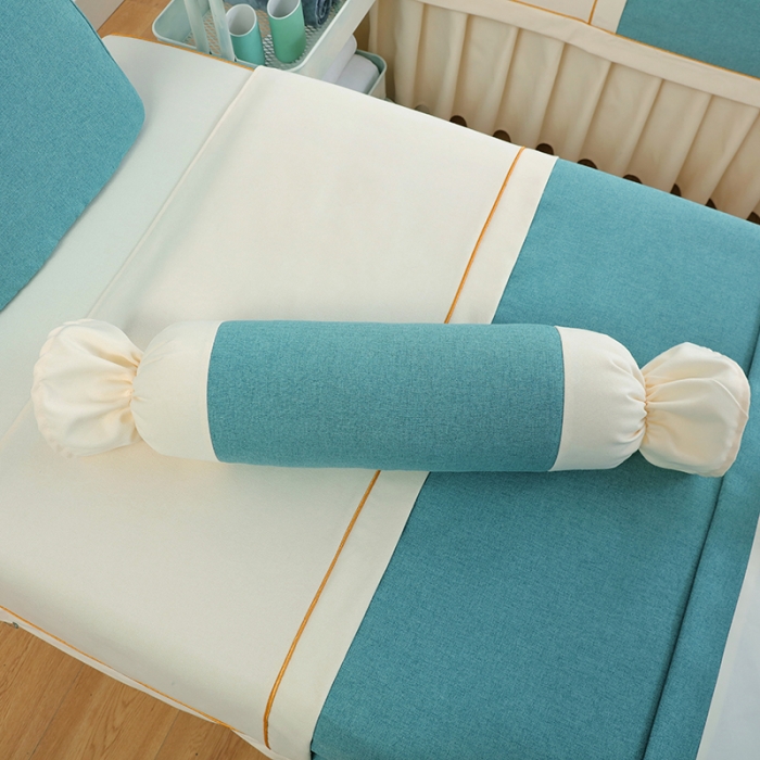 91家纺网 家纺一手货源 找家纺 莉人坊 2023至尊丽人裙摆彩棉麻美容床罩 至尊丽人湖蓝+米黄