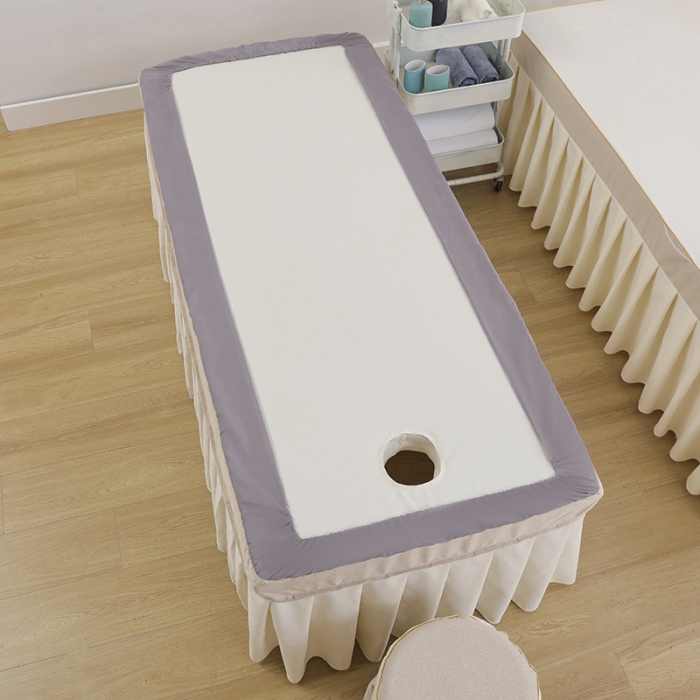 91家纺网 家纺一手货源 找家纺 莉人坊 2023至尊丽人裙摆彩棉麻美容床罩 至尊丽人驼色+米黄