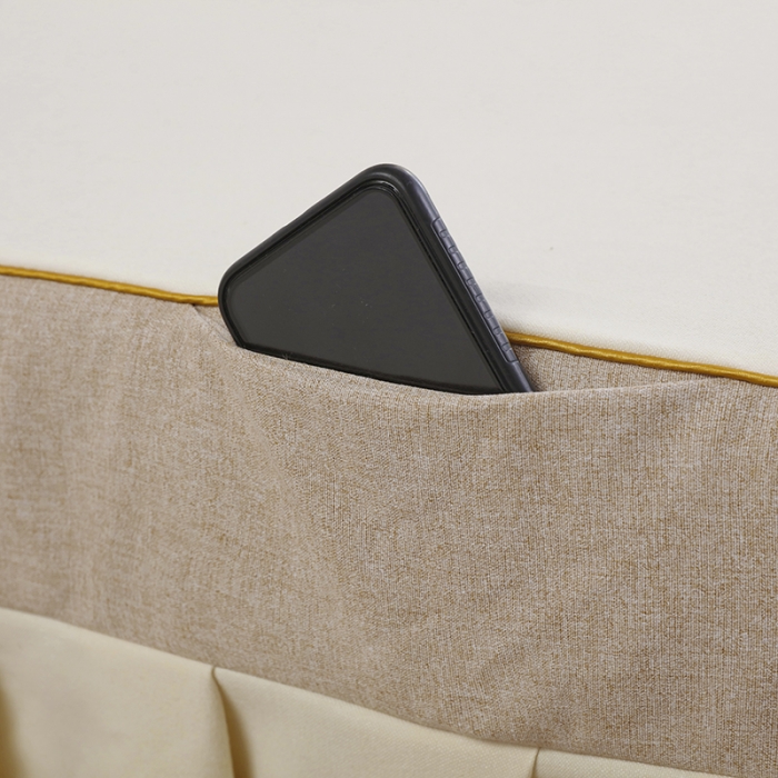 91家纺网 家纺一手货源 找家纺 莉人坊 2023至尊丽人裙摆彩棉麻美容床罩 至尊丽人驼色+米黄