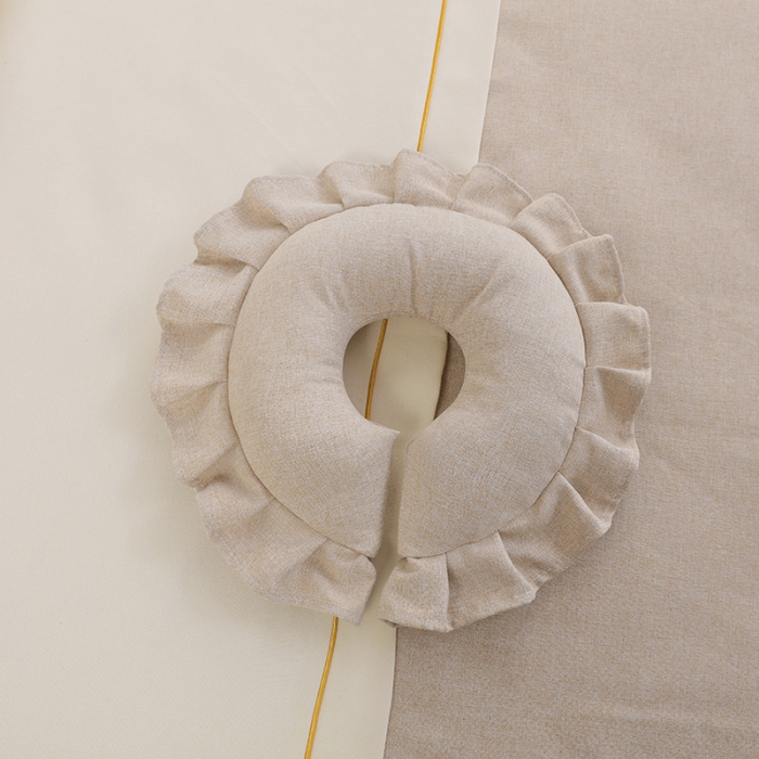 91家纺网 家纺一手货源 找家纺 莉人坊 2023至尊丽人裙摆彩棉麻美容床罩 至尊丽人驼色+米黄