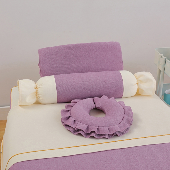 91家纺网 家纺一手货源 找家纺 莉人坊 2023至尊丽人裙摆彩棉麻美容床罩 至尊丽人紫色+米黄