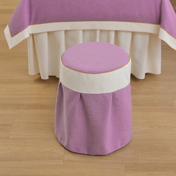 91家纺网 家纺一手货源 找家纺 莉人坊 2023至尊丽人裙摆彩棉麻美容床罩 至尊丽人紫色+米黄