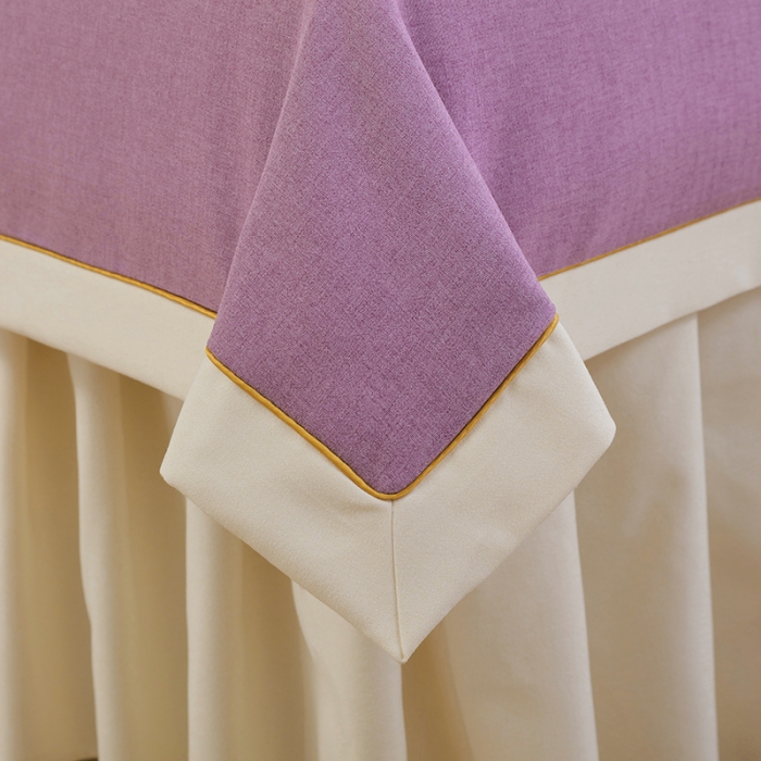 91家纺网 家纺一手货源 找家纺 莉人坊 2023至尊丽人裙摆彩棉麻美容床罩 至尊丽人紫色+米黄