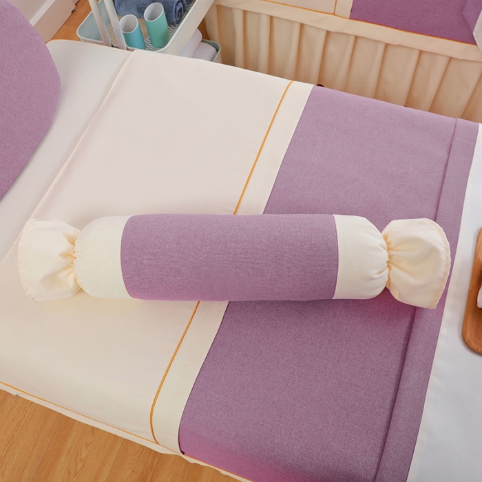 91家纺网 家纺一手货源 找家纺 莉人坊 2023至尊丽人裙摆彩棉麻美容床罩 至尊丽人紫色+米黄