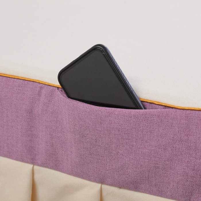 91家纺网 家纺一手货源 找家纺 莉人坊 2023至尊丽人裙摆彩棉麻美容床罩 至尊丽人紫色+米黄