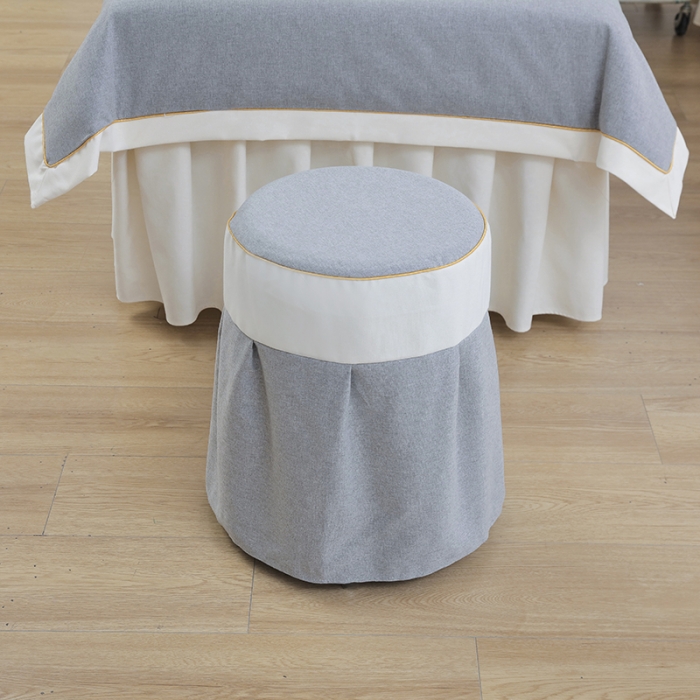 91家纺网 家纺一手货源 找家纺 莉人坊 2023至尊丽人裙摆彩棉麻美容床罩 至尊丽人灰色+米黄