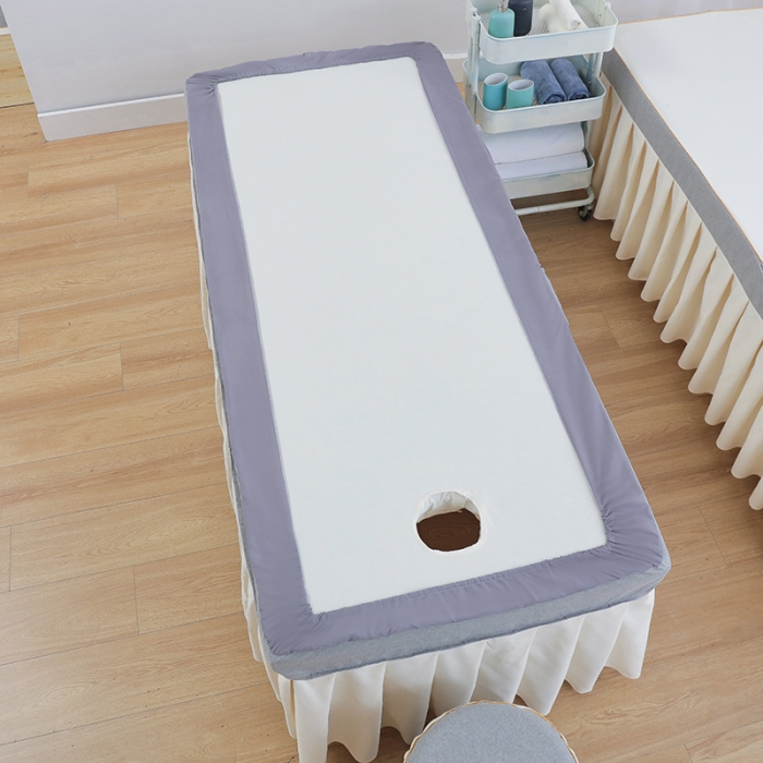 91家纺网 家纺一手货源 找家纺 莉人坊 2023至尊丽人裙摆彩棉麻美容床罩 至尊丽人灰色+米黄