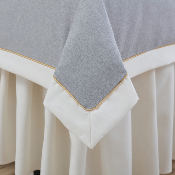 91家纺网 家纺一手货源 找家纺 莉人坊 2023至尊丽人裙摆彩棉麻美容床罩 至尊丽人灰色+米黄