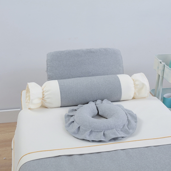 91家纺网 家纺一手货源 找家纺 莉人坊 2023至尊丽人裙摆彩棉麻美容床罩 至尊丽人灰色+米黄