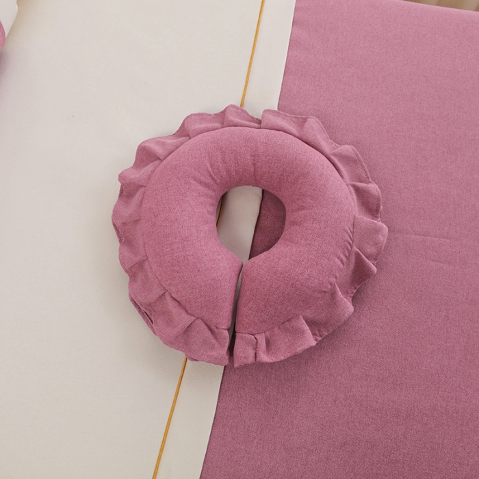 91家纺网 家纺一手货源 找家纺 莉人坊 2023至尊丽人裙摆彩棉麻美容床罩 至尊丽人酒红+米黄