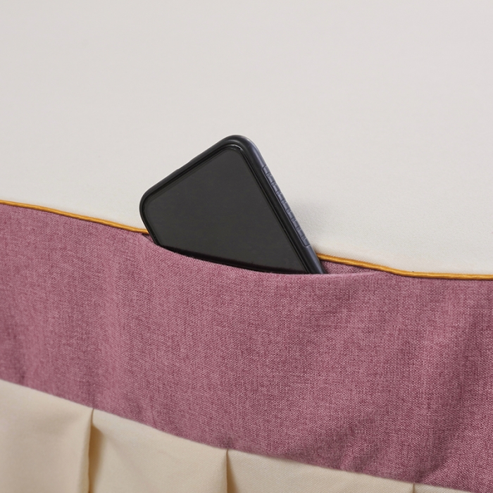 91家纺网 家纺一手货源 找家纺 莉人坊 2023至尊丽人裙摆彩棉麻美容床罩 至尊丽人酒红+米黄