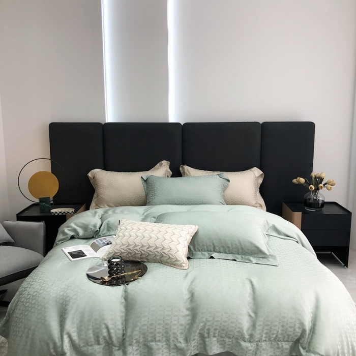 91家纺网 家纺一手货源 找家纺 北辰 2022新款60支天丝提花系列四件套 四叶草-绿