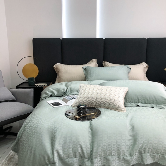 91家纺网 家纺一手货源 找家纺 北辰 2022新款60支天丝提花系列四件套 四叶草-绿