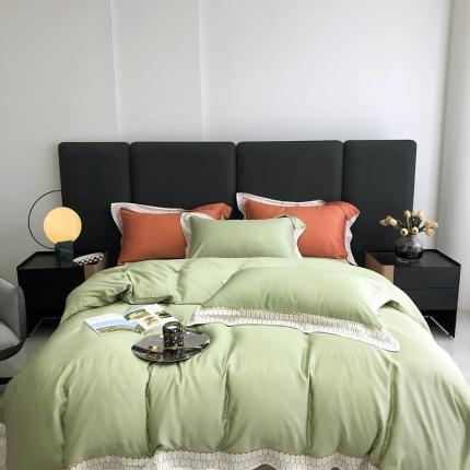 91家纺网 家纺一手货源 找家纺 北辰 2022新款80s兰精天丝四件套-夏沫 珊瑚绿