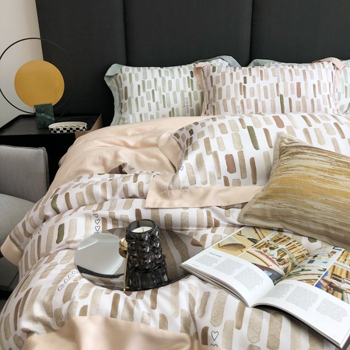 91家纺网 家纺一手货源 找家纺 北辰 2022新款80支天丝数码印花四件套 艾文-棕