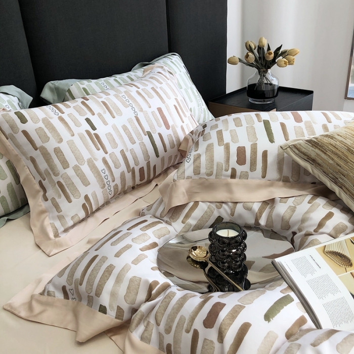 91家纺网 家纺一手货源 找家纺 北辰 2022新款80支天丝数码印花四件套 艾文-棕