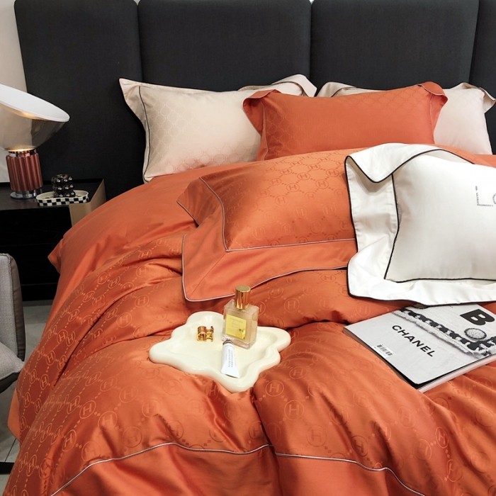 91家纺网 家纺一手货源 找家纺 北辰 2022新款100支全棉四件套-凯莉Kelly 橙