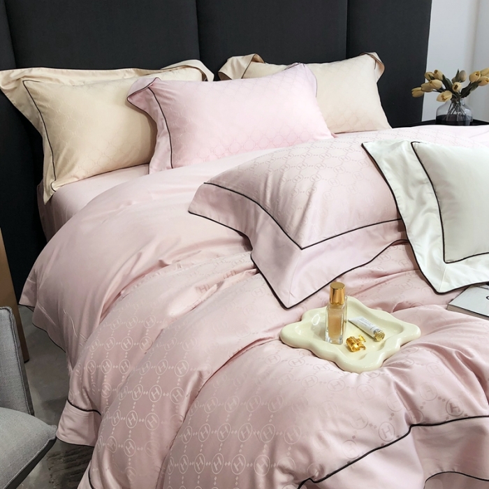 91家纺网 家纺一手货源 找家纺 北辰 2022新款100支全棉四件套-凯莉Kelly 粉