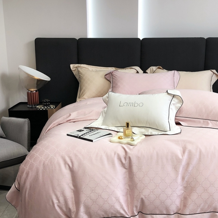 91家纺网 家纺一手货源 找家纺 北辰 2022新款100支全棉四件套-凯莉Kelly 粉