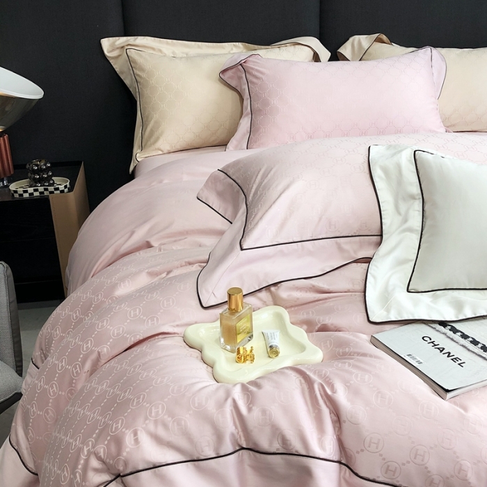 91家纺网 家纺一手货源 找家纺 北辰 2022新款100支全棉四件套-凯莉Kelly 粉