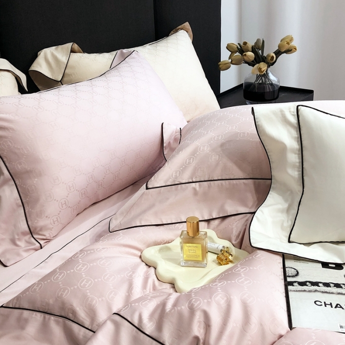 91家纺网 家纺一手货源 找家纺 北辰 2022新款100支全棉四件套-凯莉Kelly 粉