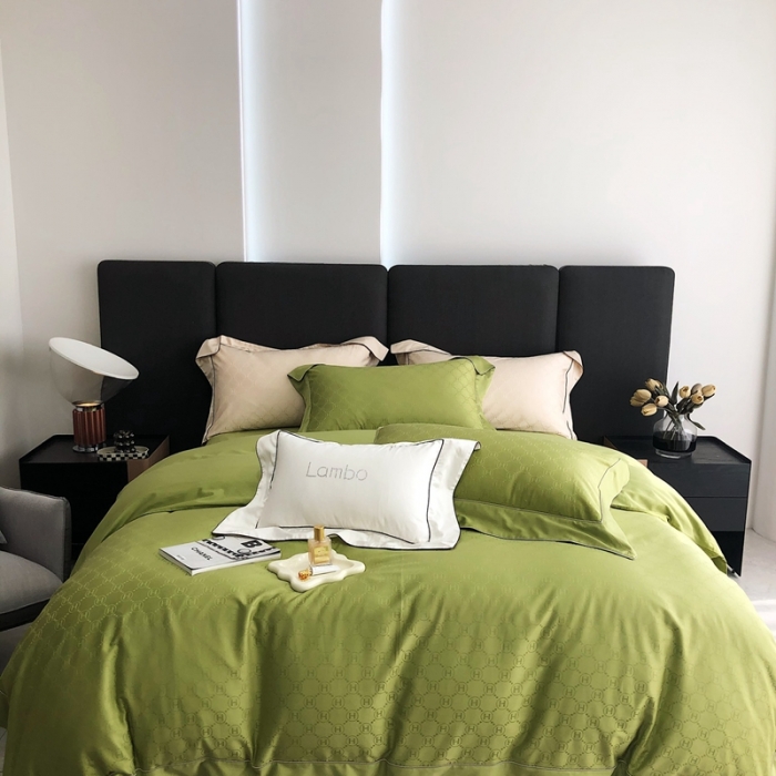 91家纺网 家纺一手货源 找家纺 北辰 2022新款100支全棉四件套-凯莉Kelly 绿