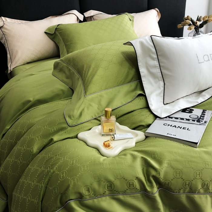 91家纺网 家纺一手货源 找家纺 北辰 2022新款100支全棉四件套-凯莉Kelly 绿