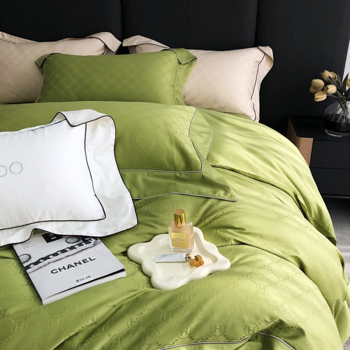 91家纺网 家纺一手货源 找家纺 北辰 2022新款100支全棉四件套-凯莉Kelly 绿