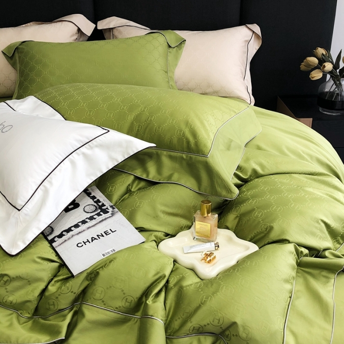 91家纺网 家纺一手货源 找家纺 北辰 2022新款100支全棉四件套-凯莉Kelly 绿