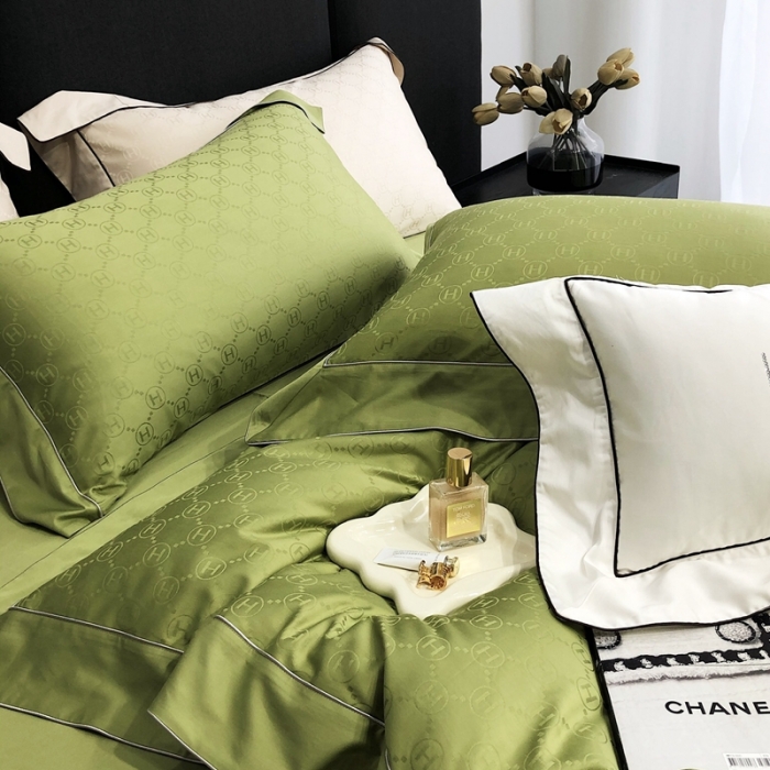 91家纺网 家纺一手货源 找家纺 北辰 2022新款100支全棉四件套-凯莉Kelly 绿